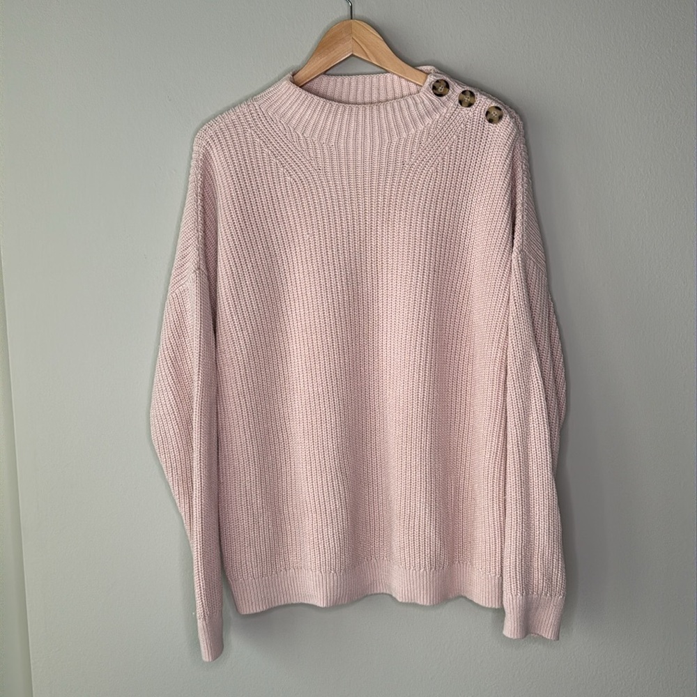 Gap Women's XL Tall Button Neck Detail 100% Cotton Sweater in Pink